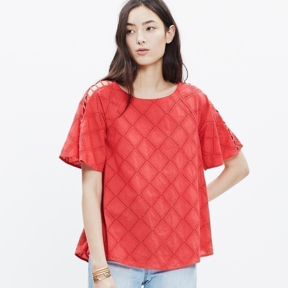 Madewell Embroidered Lattice Top